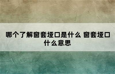 哪个了解窗套垭口是什么 窗套垭口什么意思